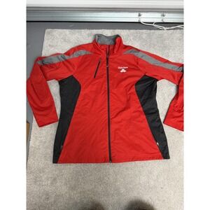 Antigua Jacket Womens XL Red State Farm Logo Softshell Full Zip Windbreaker